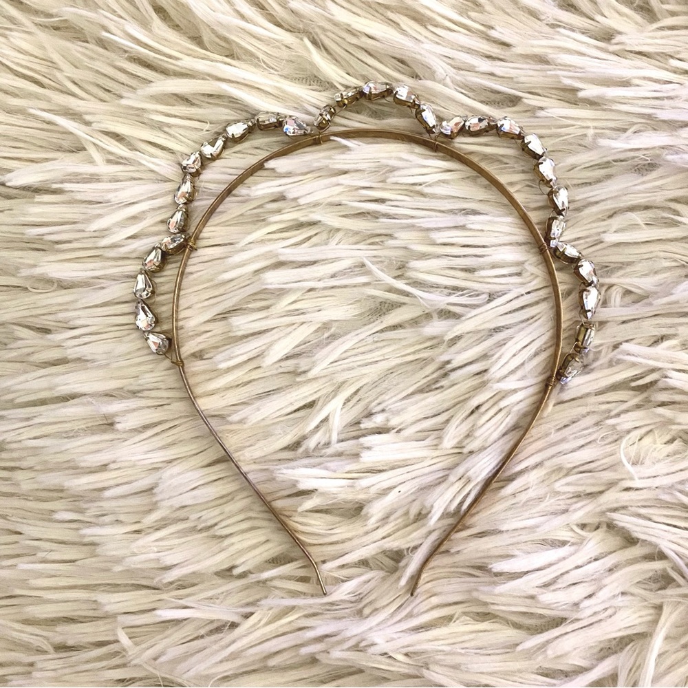 By Katriin Victoria Crystal Arch Headpiece in Gold